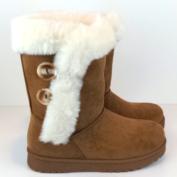 Faux Fur Boots Chestnut Brown - Picture 1 of 8